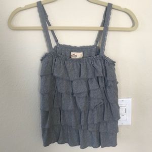 ❤️HOLLISTER GRAY RUFFLE TANK LACE SIZE SMALL
